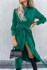 Single Breasted Tie Waist Midi Shirt Dress