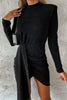 Elegant Solid Fold Half A Turtleneck A Line Dresses(3 Colors)