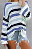 Casual Striped Patchwork Contrast O Neck Tops