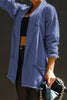 Casual Solid Pocket Turn-back Collar Long Sleeve Loose Denim Jacket