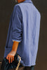 Casual Solid Pocket Turn-back Collar Long Sleeve Loose Denim Jacket