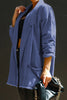 Casual Solid Pocket Turn-back Collar Long Sleeve Loose Denim Jacket