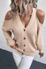Casual Buckle Solid Color V Neck Sweaters(4 Colors)