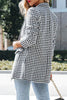 Elegant Plaid Pocket Turn-back Collar Outerwear