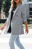 Elegant Plaid Pocket Turn-back Collar Outerwear