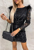 Celebrities Elegant Patchwork Embroidery Sequins O Neck Wrapped Skirt Dresses(3 Colors)