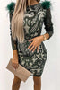 Celebrities Elegant Patchwork Embroidery Sequins O Neck Wrapped Skirt Dresses(3 Colors)