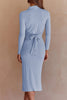 Celebrities Elegant Solid Solid Color Turndown Collar One Step Skirt Dresses