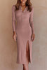 Celebrities Elegant Solid Solid Color Turndown Collar One Step Skirt Dresses