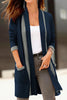 Casual Street Color Block Contrast Cardigan Collar Tops
