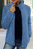 Casual Solid Zipper Mandarin Collar Outerwear