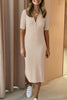 Elegant Solid Buckle Turndown Collar One Step Skirt Dresses