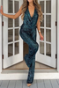 Daily Solid Sequins Halter Boot Cut Jumpsuits