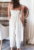 Elegant Solid Frenulum Solid Color Spaghetti Strap Loose Jumpsuits