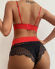 Bowknot Lace Colorblock Lingerie Set