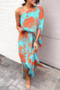 Casual Vacation Print Patchwork Oblique Collar Irregular Dress Dresses(17 Colors)