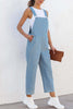 Casual Street Print Pocket Square Collar Sleeveless Loose Denim Jumpsuits