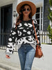 Round Neck Two-color Stitched Leopard Print Sweater Fashion Women's Pullover