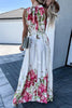 Bohemian College Floral Patchwork With Belt Halter Pleated Dresses