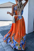 Bohemian College Floral Patchwork With Belt Halter Pleated Dresses