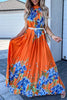 Bohemian College Floral Patchwork With Belt Halter Pleated Dresses