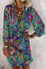 Bohemian College Print Patchwork V Neck Printed Dress Dresses(3 Colors)