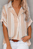 Elegant Striped Patchwork V Neck Tops