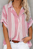 Elegant Striped Patchwork V Neck Tops
