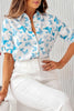 Work Elegant Print Buttons Turndown Collar Tops