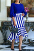 Casual Work Elegant Striped Patchwork Flounce O Neck Irregular Dress Dresses