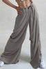 Casual Solid Fold Loose Wide Leg Bottoms