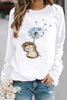 Casual Animal Printing O Neck Tops