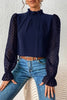 Casual Solid Patchwork Flounce Half A Turtleneck Tops