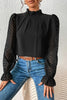 Casual Solid Patchwork Flounce Half A Turtleneck Tops
