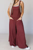 Casual Solid Pocket U Neck Loose Jumpsuits