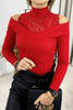 Elegant Solid Lace Turtleneck Tops