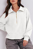 Casual Solid Zipper Zipper Collar Tops
