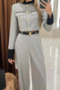British Style Elegant Solid Pocket Buttons Without Belt O Neck Long Sleeve Two Pieces£¨No Belt£©