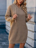 Leisure Long Sleeves Loose Crochet Hooded Sweater Dresses
