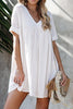 V Neck A Line Short Sleeve Mini Dress