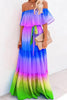 Gradient Off Shoulder Belted Maxi Dress