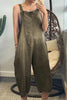 Solid Pockets Loose Capri Overall