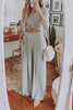 Solid Crop Wide Leg Pants Set