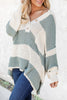 Oversized Striped Henley Sweater
