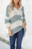 Oversized Striped Henley Sweater