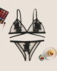 Solid Lace Cut-out Strap Bra Sets