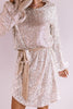Sequin Belted Long Sleeve Mini Dress