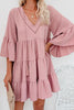 V Neck Ruffles Loose Mini Dress