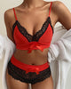 Bowknot Lace Colorblock Lingerie Set