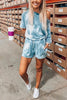 Tie Dye Pockets Drawstring Romper